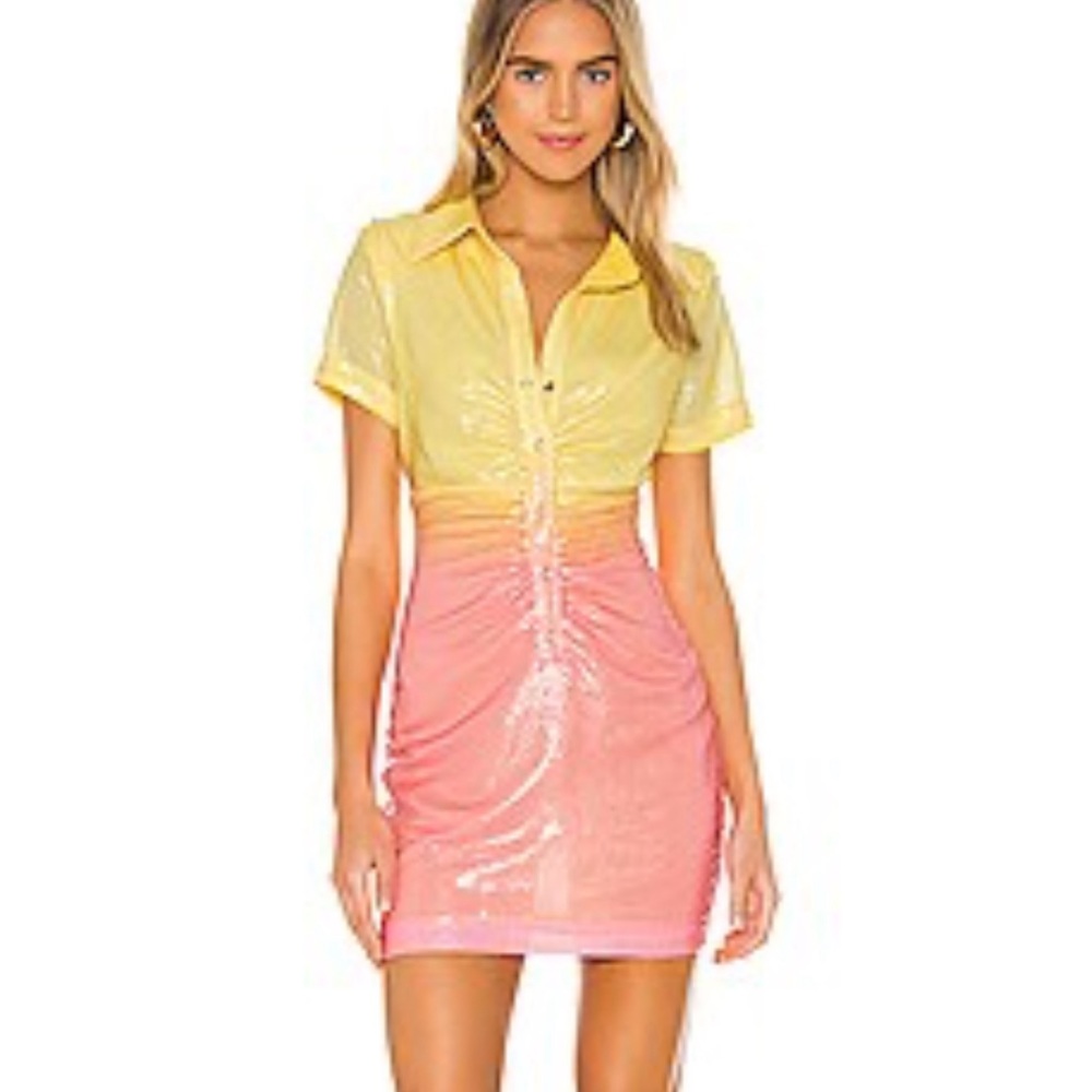 LPA Yellow and Pink Mini Dress